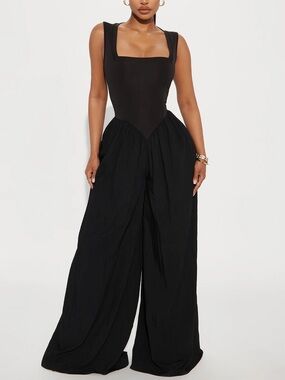 Fashion Nova Black Wide-Leg Jumpsuit